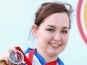 Jen McIntosh of Scotland with her silver medal after the 50m Rifle 3 positions final at Barry Buddon Shooting Centre on July 29, 2014