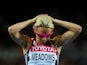 Jennifer Meadows of Great Britain reacts following the women's 800 metres semi final during day seven of 13th IAAF World Athletics Championships at Daegu Stadium on September 2, 2011