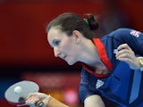 Joanna Parker of Britain returns to Ri Myong Sun of North Korea during a table tennis women's team match of the London 2012 Olympic Games at the Excel centre in London on August 3, 2012