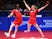 Kelly Sibley and Danny Reed of England celebrate winning the bronze medal following their Mixed Doubles Bronze Medal Match against Jian Zhan and Tianwei Feng of Singapore at Scotstoun Sports Campus during day ten of the Glasgow 2014 Commonwealth Games on 