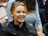 Kylie Minogue watches on from the Royal Box on Centre Court on day eleven of the Wimbledon Lawn Tennis Championships at the All England Lawn Tennis and Croquet Club on July 6, 2012