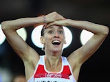 Laura Weightman of England celebrates winning silver in the Women's 1500 metres final at Hampden Park during day six of the Glasgow 2014 Commonwealth Games on July 29, 2014
