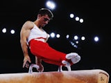 Max Whitlock of England competes on the pommel horse during day one of the men's artistic gymnastics team final at Glasgow's SSE Hydro on July 28, 2014