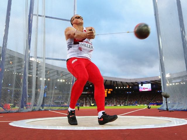 England's Nicholas Miller on his way to silver in the men's hammer throw on July 29, 2014