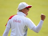 Paul Brown of England celebrates vioctory in the bronze medal Para-Sport Open Triples B6/B7/B8 lawn bowls match between England and Scotland at Kelvingrove Lawn Bowls Centre during day eight of the Glasgow 2014 Commonwealth Games on July 31, 2014
