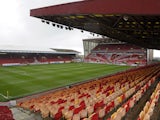 A general view of inside Pittodrie Stadium before the Scottish Premiere League match between Aberdeen FC and Motherwell FC at Pittodrie Stadium on May 11, 2014