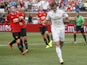 Gareth Bale #11 of Real Madrid celebrates his second half goal against Manchester United during the second half of the Guinness International Champions Cup at Michigan Stadium on August 2, 2014
