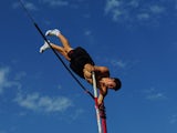 Pole Vaulter Steve Lewis in action during the Team GB Track and Field preperation camp at Monte Gordo Stadium on July 25, 2012
