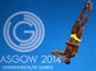 Jamaica's Yona Knight-Wisdom competes in the Commonwealth Games men's 3m springboard preliminaries at the Royal Commonwealth Pool in Edinburgh on July 31, 2014