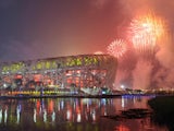 Fireworks explode over the National Stadium, also known as the 'Bird's Nest', during the opening ceremony of the 2008 Beijing Olympic Games on August 8, 2008