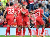 Daniel Sturridge celebrates scoring Liverpool's first against Borussia Dortmund on August 10, 2014