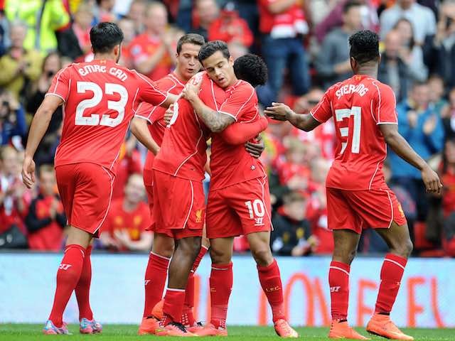 Daniel Sturridge celebrates scoring Liverpool's first against Borussia Dortmund on August 10, 2014
