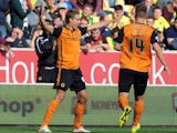 David Edwards celebrates scoring Wolves's winning goal over Norwich on August 10, 2014