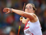 Goldie Sayers of England competes in the Women's Javelin final at Hampden Park during day seven of the Glasgow 2014 Commonwealth Games on July 30, 2014