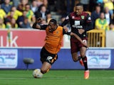 Rajiv Van La Parra of Wolves is brought down by Norwich's Martin Olsson on August 10, 2014