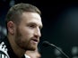 Valencia's new German defender Shkodran Mustafi gives a press conference during his official presentation in Valencia on August 7, 2014