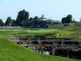 A general view of the 18th hole is seen during a practice round prior to the start of the 96th PGA Championship at Valhalla Golf Club on August 6, 2014