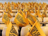 Wolves fans are provided with flags at Molineux ahead of their opening game of the season on August 10, 2014