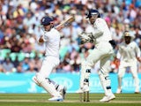Alastair Cook in action for England on day two of the fifth Test with India on August 16, 2014