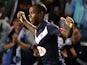 Bordeaux's Uruguayan forward Diego Rolan (C) celebrates with teammates after scoring a goal during the French L1 football match Bordeaux (FCGB) vs Moncao (ASMFC) on August 17, 2014 