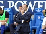 Everton's Spanish manager Roberto Martinez reacts to Leicester City's second equalising goal during the English Premier League football match between Leicester City and Everton at King Power Stadium in Leicester, central England on August 16, 2014
