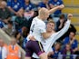 Steven Naismith of Eveton celebrates after their second goal during the Barclays Premier League match between Leicester City and Everton at The King Power Stadium on August 16, 2014