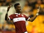 Ivan Toney of Northampton Town celebrates after scoring his sides 2nd goal during the Capital One Cup First Round match against Wolves on August 12, 2014