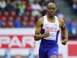 James Dasaolu during the men's 100m heats in Zurich on August 12, 2014