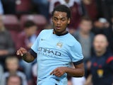 Jason Denayer of Manchester City in action during the Pre Season Friendly match between Hearts and Manchester City at Tyncastle Stadium on July 18, 2014