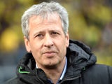 Monchengladbach's Swiss head coach Lucien Favre looks on prior to the German first division Bundesliga football match Borussia Dortmund vs Borussia Moenchengladbach in the German city of Dortmund on March 15, 2014