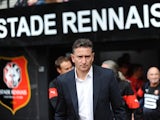 Rennes' French coach Philippe Montanier looks on prior to the French L1 football match Rennes vs Evian-Thonon Gaillard on August 16, 2014