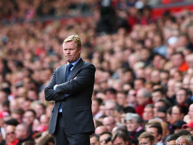 Ronald Koeman, manager of Southampton looks on during the Barclays Premier League match between Liverpool and Southampton at Anfield on August 17, 2014