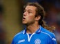 Stevie May of St Johnstone in action during the UEFA Europa League third qualifying round second leg match on August 8, 2013