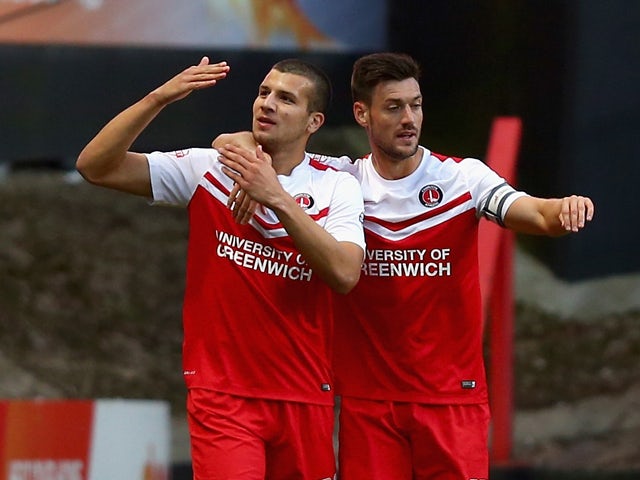 George Tucudean of Charlton celebrates his goal during the Sky Bet Championship match between Charlton Athletic and Derby County at The Valley on August 19, 2014
