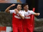 George Tucudean of Charlton celebrates his goal during the Sky Bet Championship match between Charlton Athletic and Derby County at The Valley on August 19, 2014