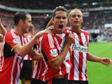 Jack Rodwell of Sunderland celebrates scoring his goal during the Barclays Premier League match between Sunderland and Manchester United on August 24, 2014