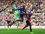 Danny Welbeck of Manchester United attempts to control the ball during the Barclays Premier League match between Sunderland and Manchester United at Stadium of Light on August 24, 2014