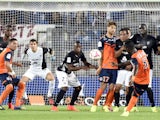 Montpellier's Ivoirian defender Siaka Tiene scores a goal during the French L1 football match Montpellier (MHSC) vs Metz (FCM) on August 23, 2014