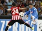 Napoli's Spanish forward Jose Maria Callejon vies with Bilbao's Spanish defender Mikel Balenziaga during the first leg of the UEFA Champions League play-off football match between SSC Napoli and Bilbao Athletic Club in San Paolo Stadium on August 19, 2014