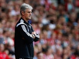 Manager Alan Irvine of West Brom looks on during the Barclays Premier League match between Southampton and West Bromwich Albion at St Mary's Stadium on August 23, 2014