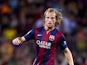 Ivan Rakitic of FC Barcelona runs with the ball during the Joan Gamper Trophy match between FC Barcelona and Club Leon at Camp Nou on August 18, 2014