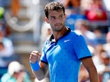 Grigor Dimitrov of Bulgaria reacts to a point agianst Dudi Sela of Israel during their men's singles second round match on Day Five of the 2014 US Open at the USTA Billie Jean King National Tennis Center on August 29, 2014