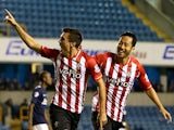 Jack Cork of Southampton celebrates after scoring to make it 1-0 during the Capital One Cup Second Round match against Millwall on August 26, 2014