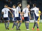 West Brom players celebrate after Jonny Mullins of Oxford United scores an own goal during the Capital One Cup second round match on August 26, 2014