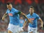 Napoli's Slovak midfielder Marek Hamsik celebrates after scoring during the UEFA Champions League play-off second leg football match Athletic Bilbao vs SSC Napoli at the San Mames stadium in Bilbao on August 27, 2014