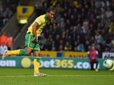 Lewis Grabban of Norwich City scores a goal during the Sky Bet Championship match between Norwich City and Blackburn Rovers at Carrow Road on August 19, 2014