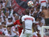 Stuttgart's defender Antonio Rudiger and Koln's Nigerian forward Anthony Ujah vie for the ball during the German first division Bundesliga football match VfB Stuttgart vs 1 FC Koln, in Stuttgart, southern Germany, on August 30, 2014