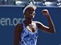 Venus Williams of the US celebrates her win over Kimiko Date-Krumm of Japan during their US Open 2014 women's singles match at the USTA Billie Jean King National Center August 25, 2014