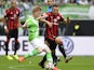 Wolfsburg's Belgian midfielder Kevin De Bruyne and Frankfurt's Swiss forward Haris Seferovic vie during the German first division Bundesliga football match VfL Wolfsburg vs Eintracht Frankfurt in Wolfsburg, northern Germany, on August 30, 2014