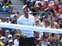 Andy Murray of Great Britian celebrates a shot while playing Jo-Wilfried Tsonga of France during their 2014 US Open men's singles match at the USTA Billie Jean King National Tennis Center September 1, 2014 